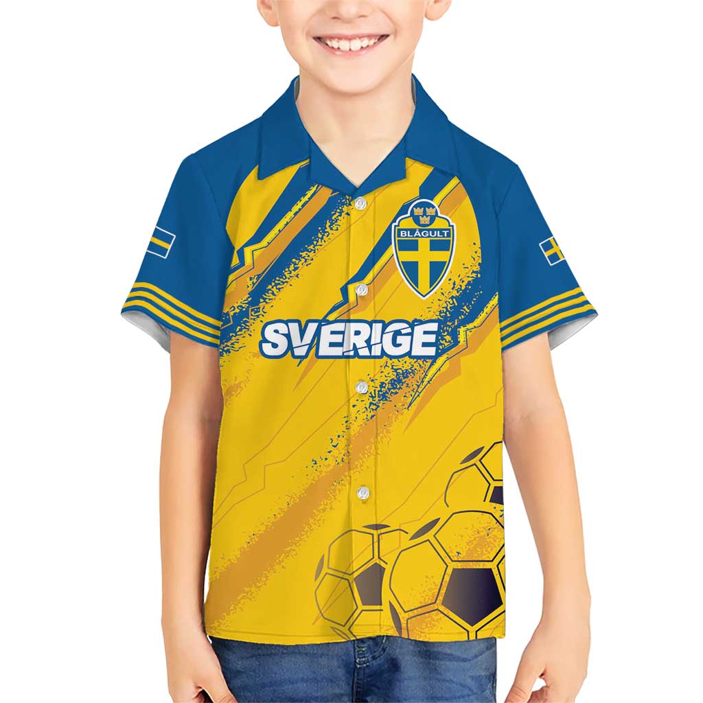 Custom Sweden Football Kid Hawaiian Shirt Sporty Style