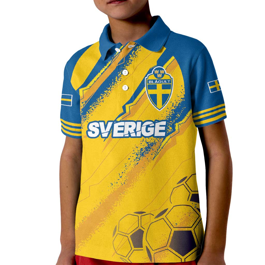 Custom Sweden Football Kid Polo Shirt Sporty Style