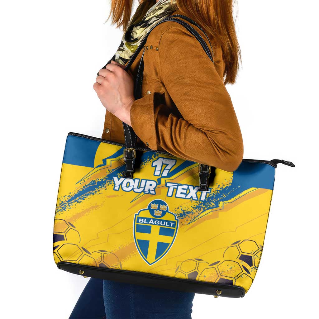 Custom Sweden Football Leather Tote Bag Sporty Style