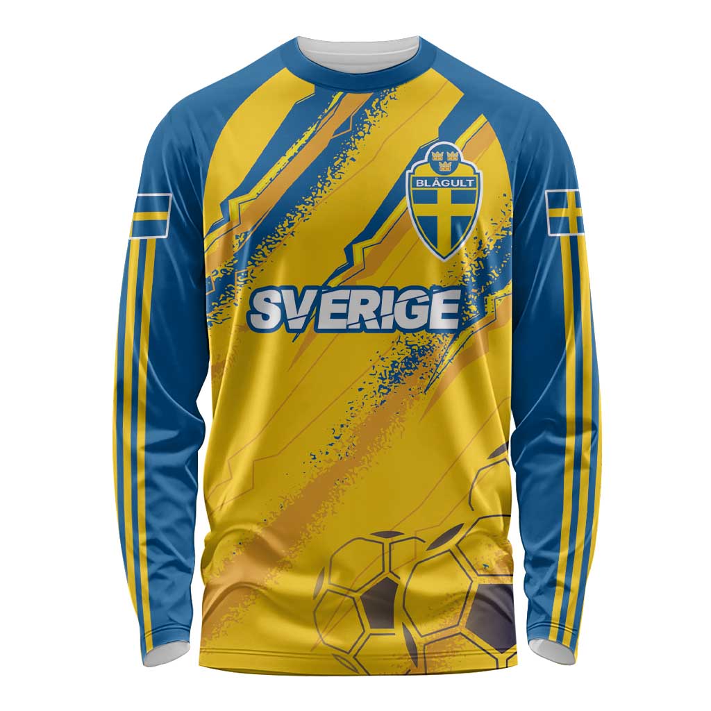 Custom Sweden Football Long Sleeve Shirt Sporty Style