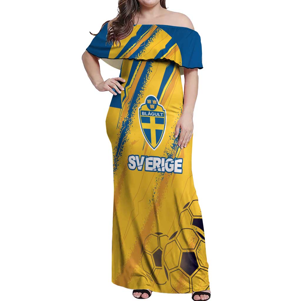 Custom Sweden Football Off Shoulder Maxi Dress Sporty Style