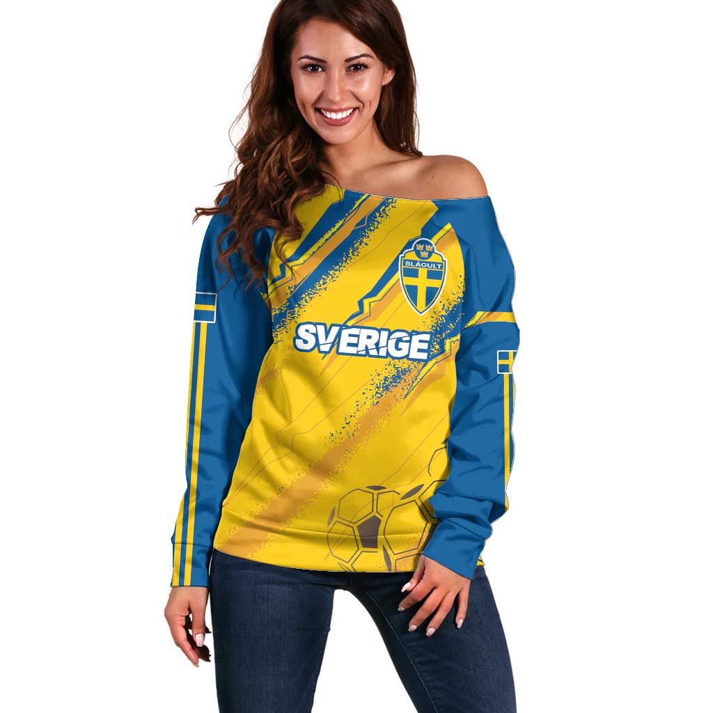 Custom Sweden Football Off Shoulder Sweater Sporty Style