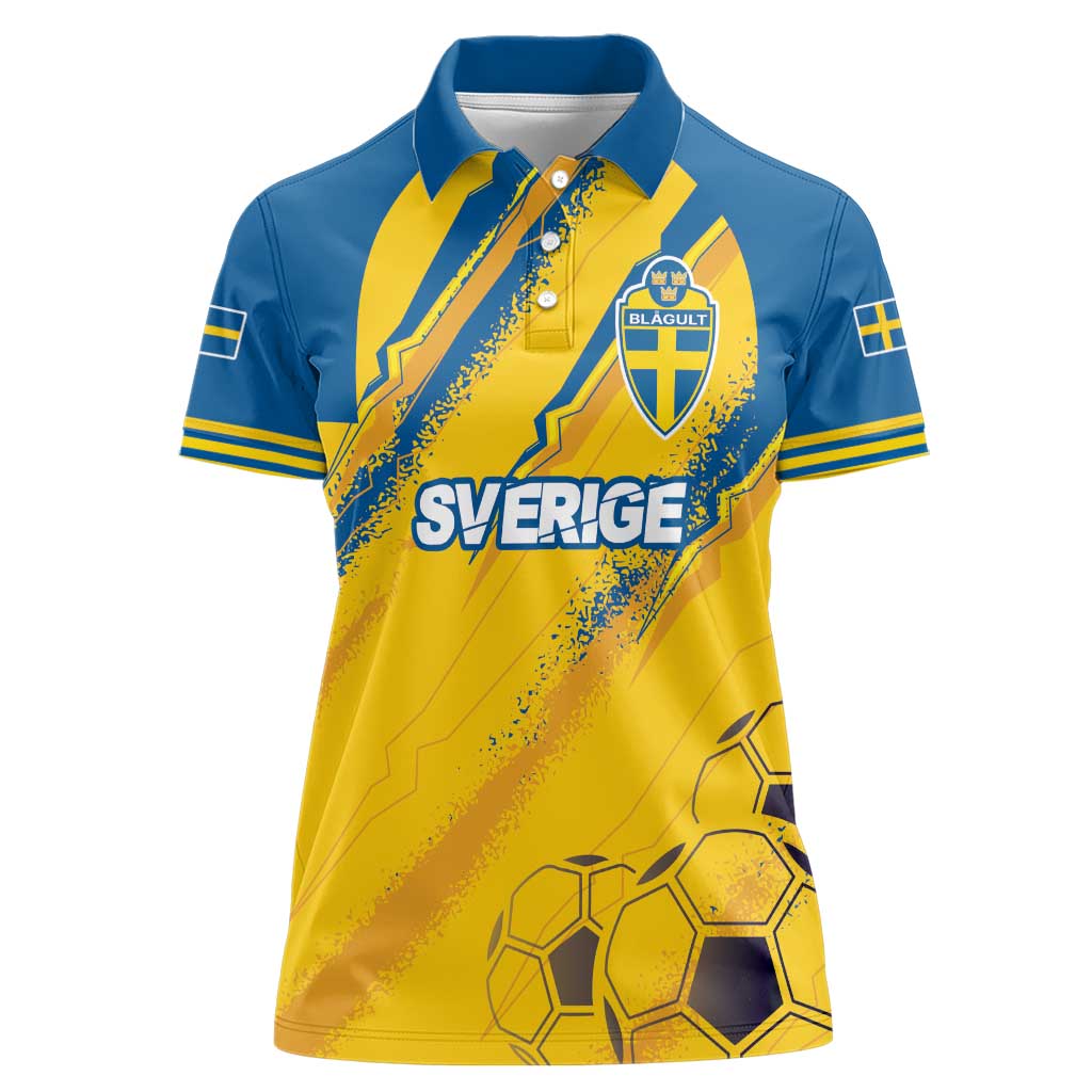 Custom Sweden Football Women Polo Shirt Sporty Style