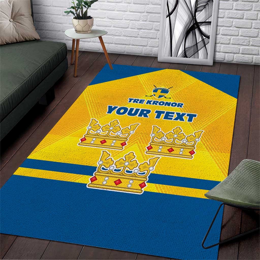 Personalized Sweden Ice Hockey Area Rug Sporty Style