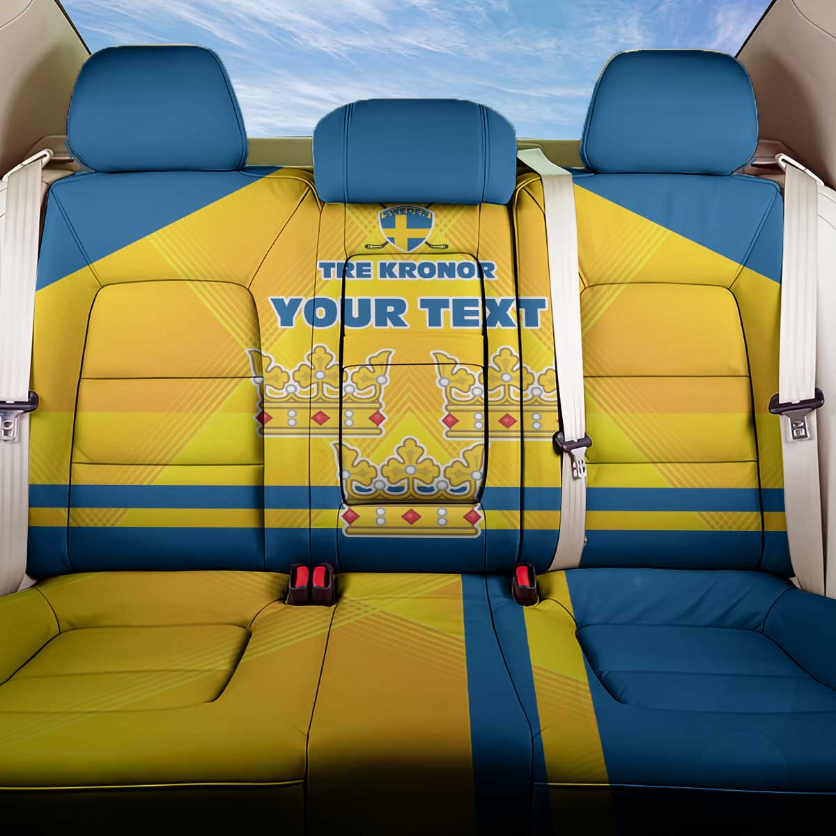 Personalized Sweden Ice Hockey Back Car Seat Cover Sporty Style