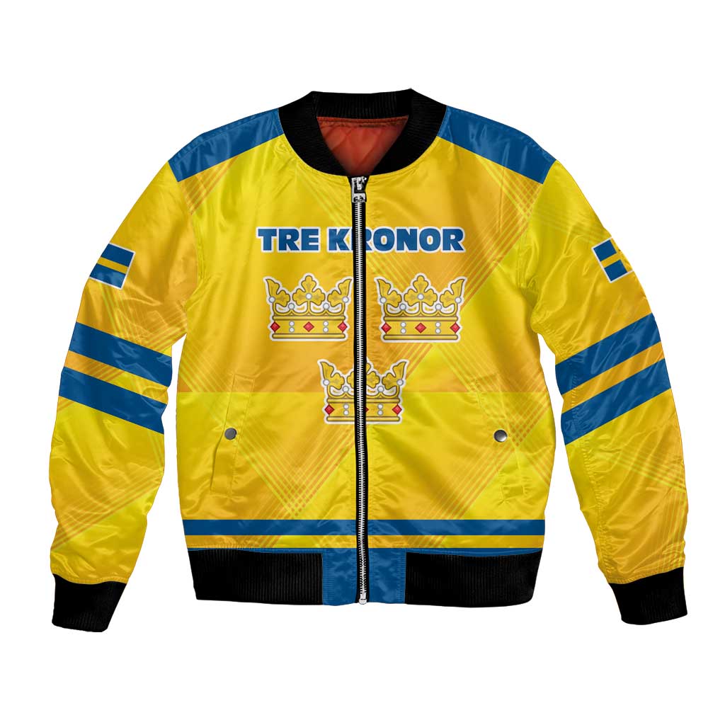 Personalized Sweden Ice Hockey Bomber Jacket Sporty Style