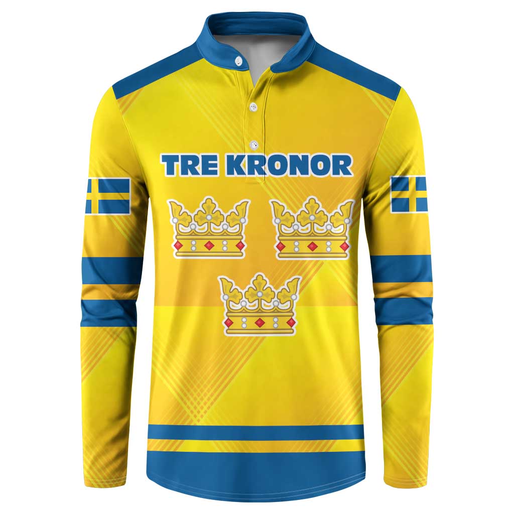 Personalized Sweden Ice Hockey Button Sweatshirt Sporty Style