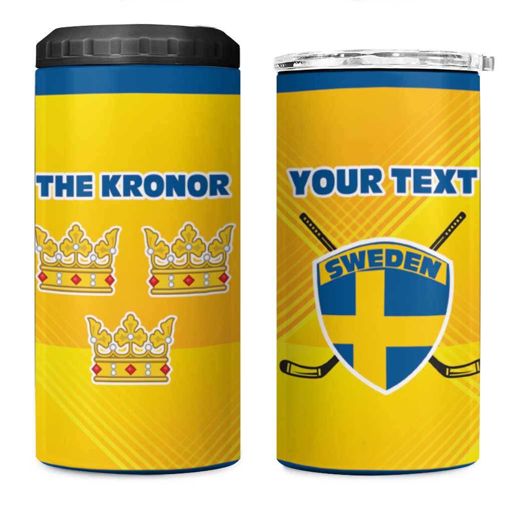 Personalized Sweden Ice Hockey 4 in 1 Can Cooler Tumbler Sporty Style