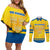 Personalized Sweden Ice Hockey Couples Matching Off Shoulder Short Dress and Long Sleeve Button Shirt Sporty Style