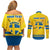 Personalized Sweden Ice Hockey Couples Matching Off Shoulder Short Dress and Long Sleeve Button Shirt Sporty Style