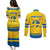 Personalized Sweden Ice Hockey Couples Matching Puletasi and Long Sleeve Button Shirt Sporty Style