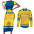 Personalized Sweden Ice Hockey Couples Matching Short Sleeve Bodycon Dress and Long Sleeve Button Shirt Sporty Style