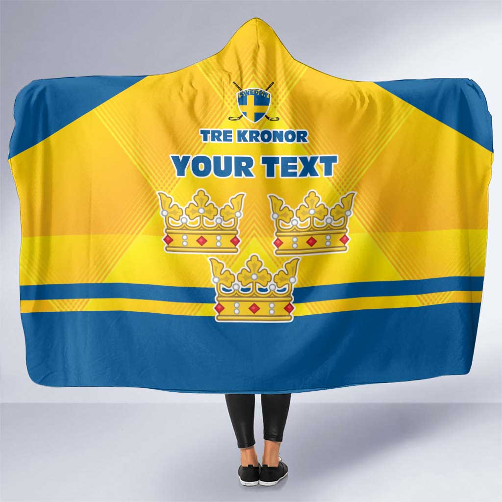 Personalized Sweden Ice Hockey Hooded Blanket Sporty Style