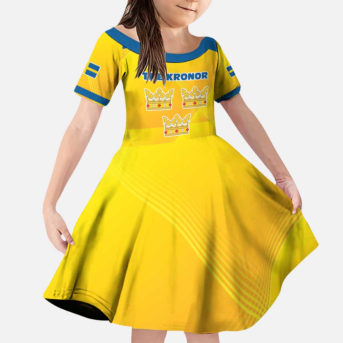 Personalized Sweden Ice Hockey Kid Short Sleeve Dress Sporty Style