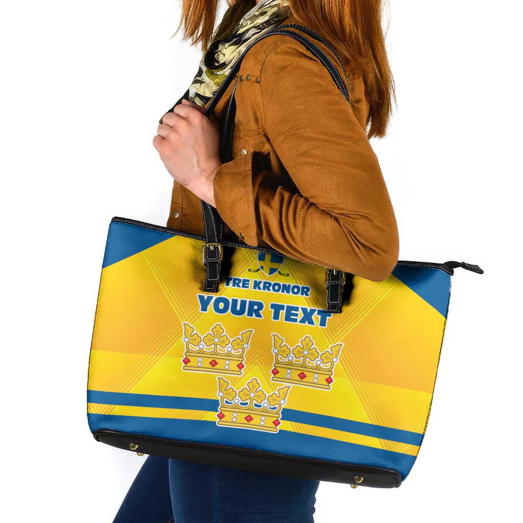 Personalized Sweden Ice Hockey Leather Tote Bag Sporty Style