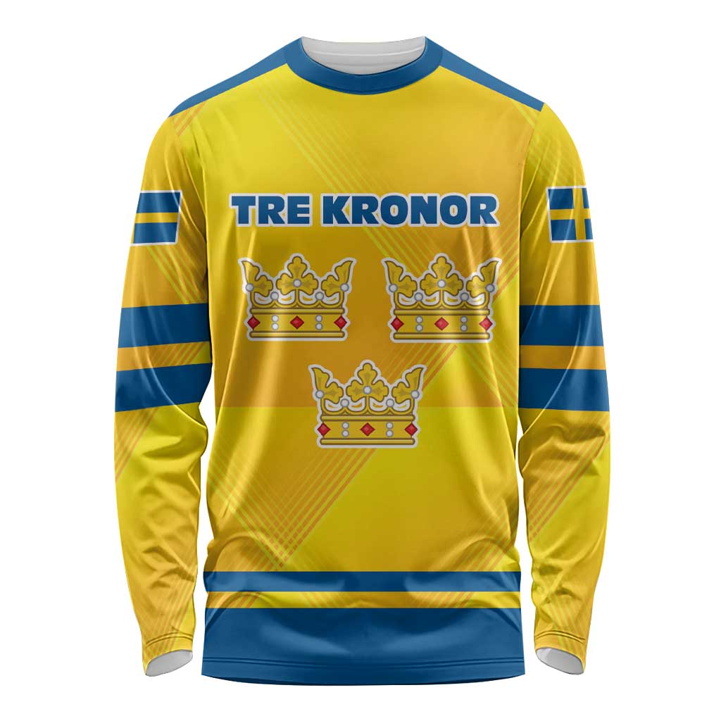 Personalized Sweden Ice Hockey Long Sleeve Shirt Sporty Style