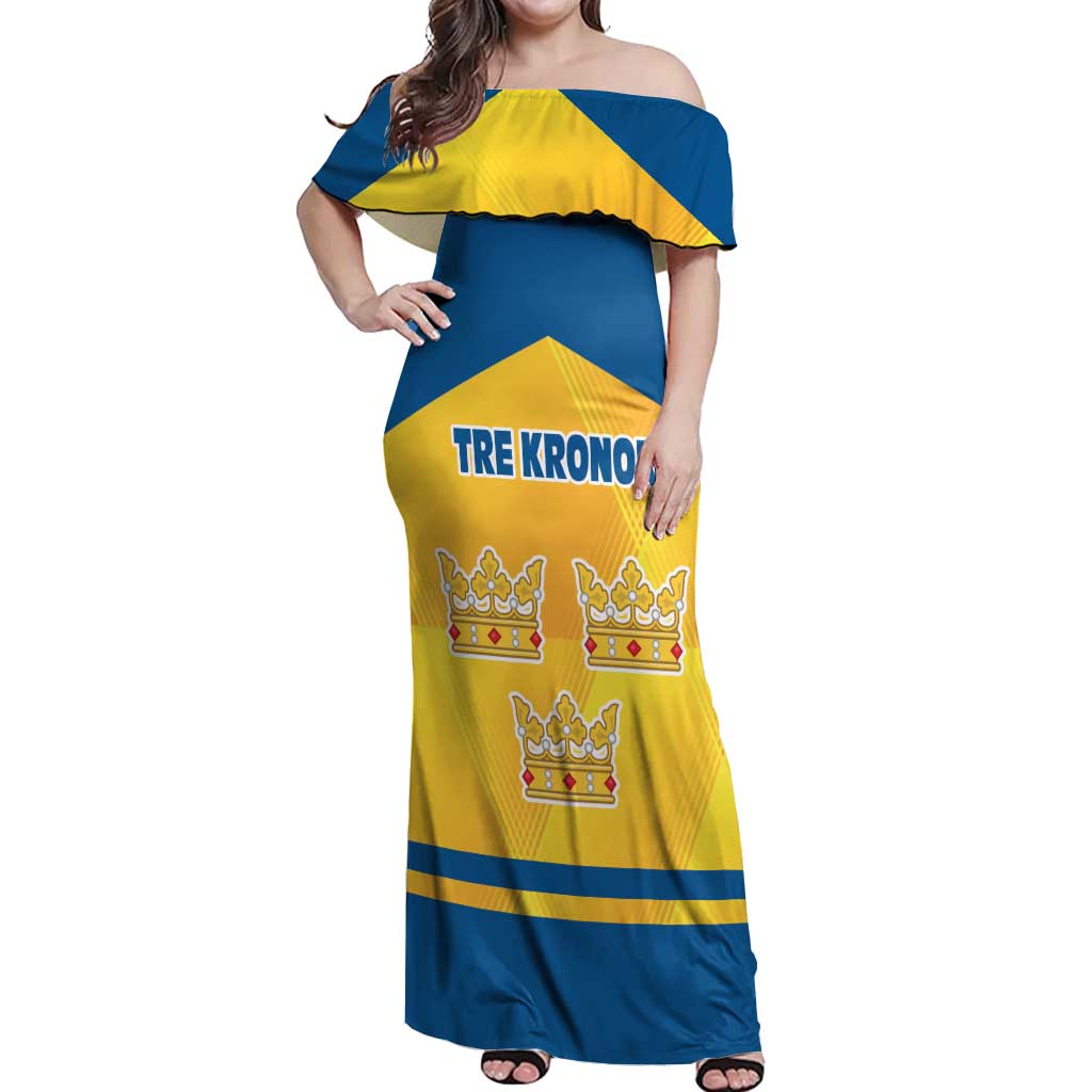 Personalized Sweden Ice Hockey Off Shoulder Maxi Dress Sporty Style