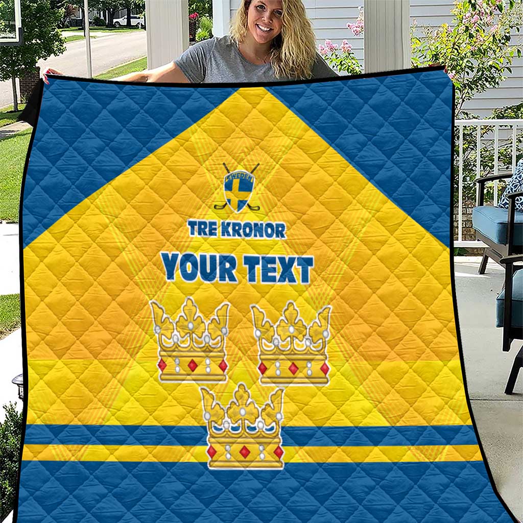 Personalized Sweden Ice Hockey Quilt Sporty Style