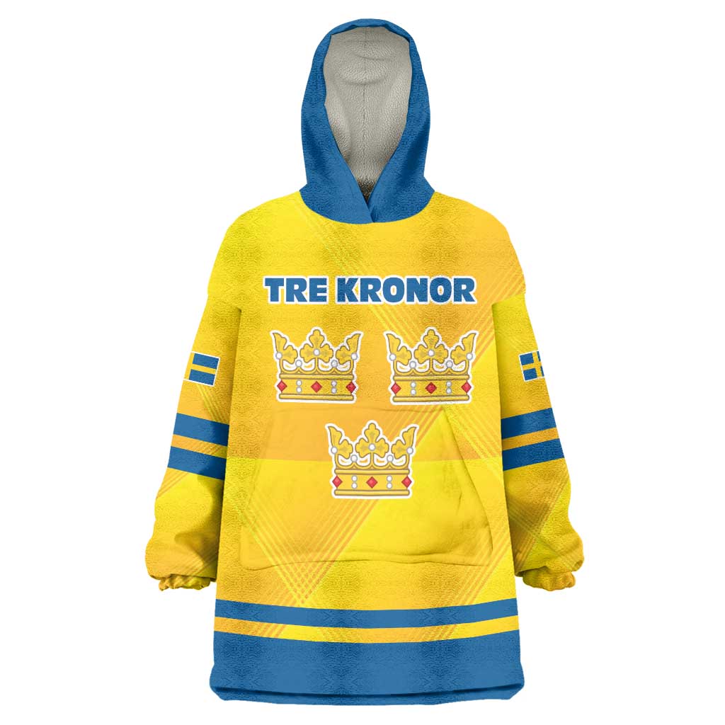 Personalized Sweden Ice Hockey Wearable Blanket Hoodie Sporty Style