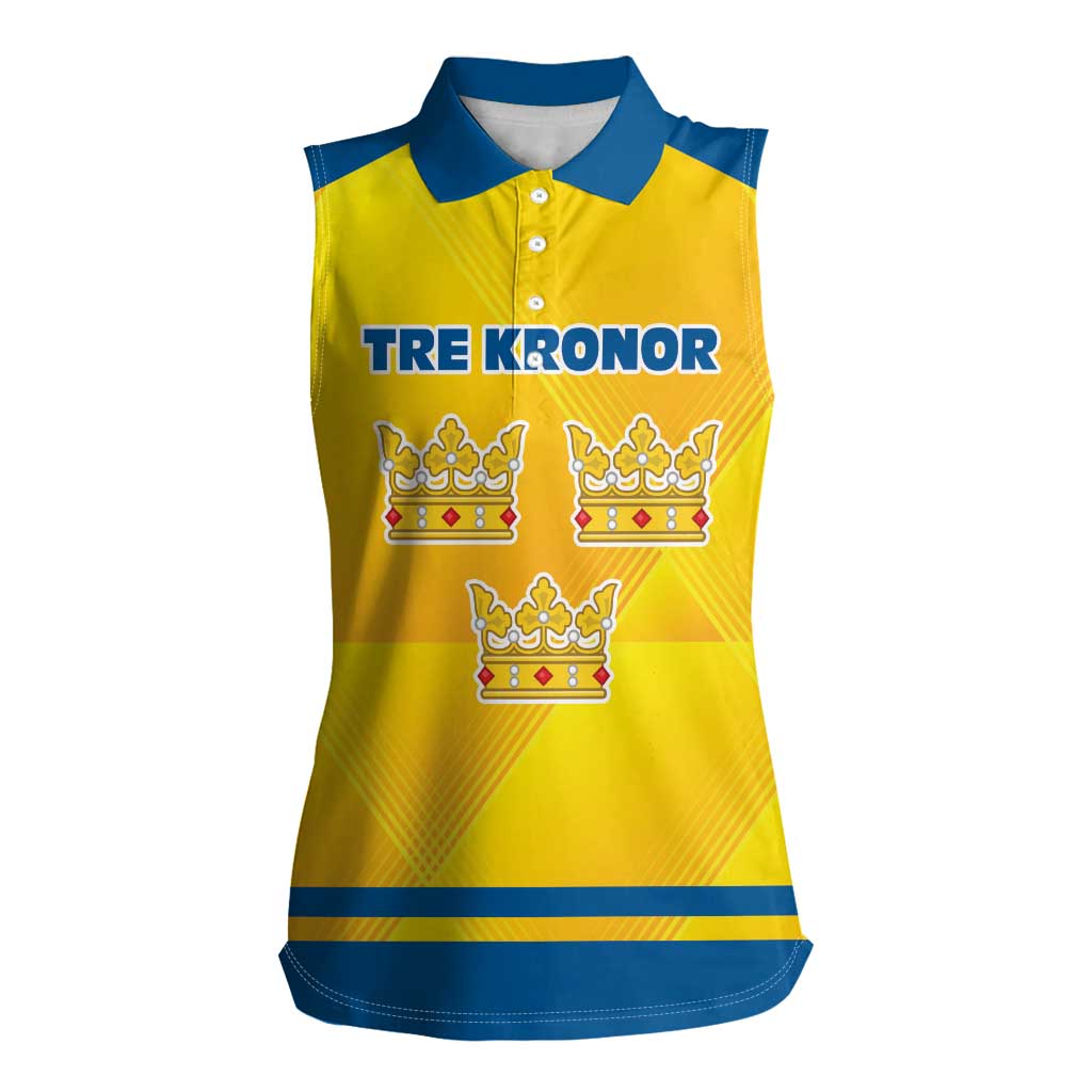 Personalized Sweden Ice Hockey Women Sleeveless Polo Shirt Sporty Style