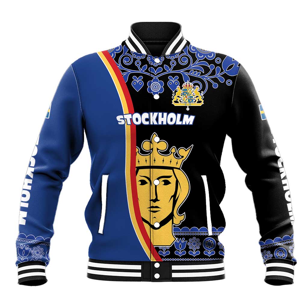 Kingdom of Sweden Stockholm County Baseball Jacket Sweden Coat of arms of Stockholm