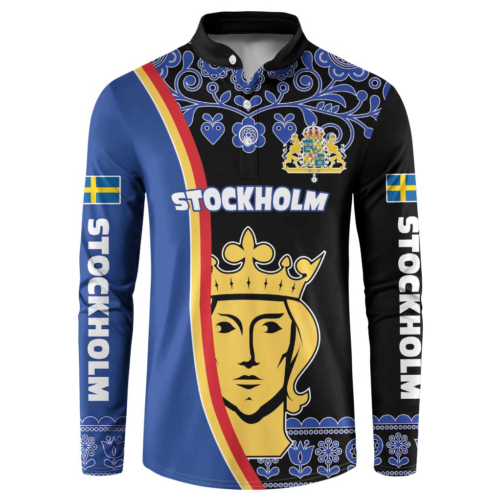 Kingdom of Sweden Stockholm County Button Sweatshirt Sweden Coat of arms of Stockholm