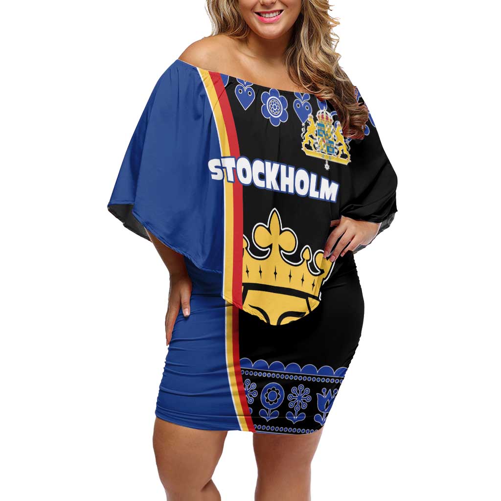 Kingdom of Sweden Stockholm County Off Shoulder Short Dress Sweden Coat of arms of Stockholm