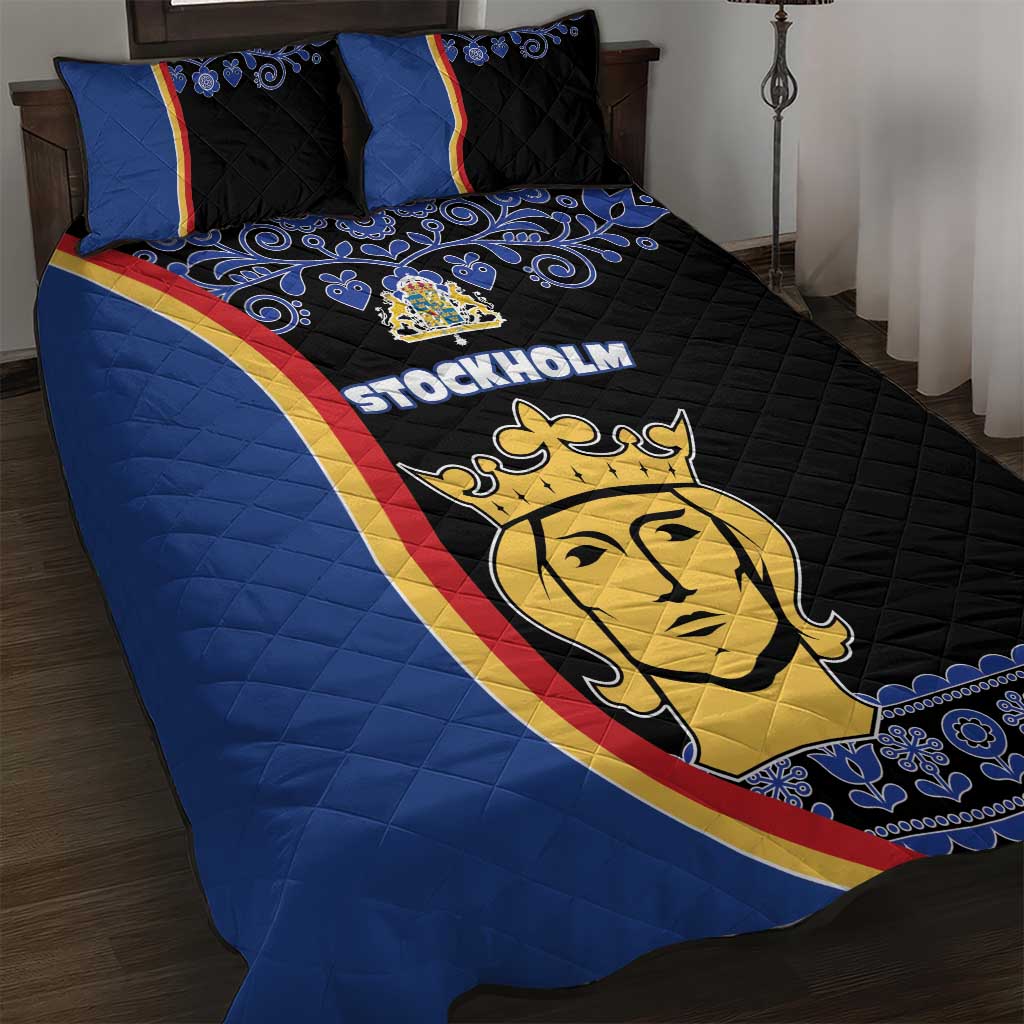 Kingdom of Sweden Stockholm County Quilt Bed Set Sweden Coat of arms of Stockholm