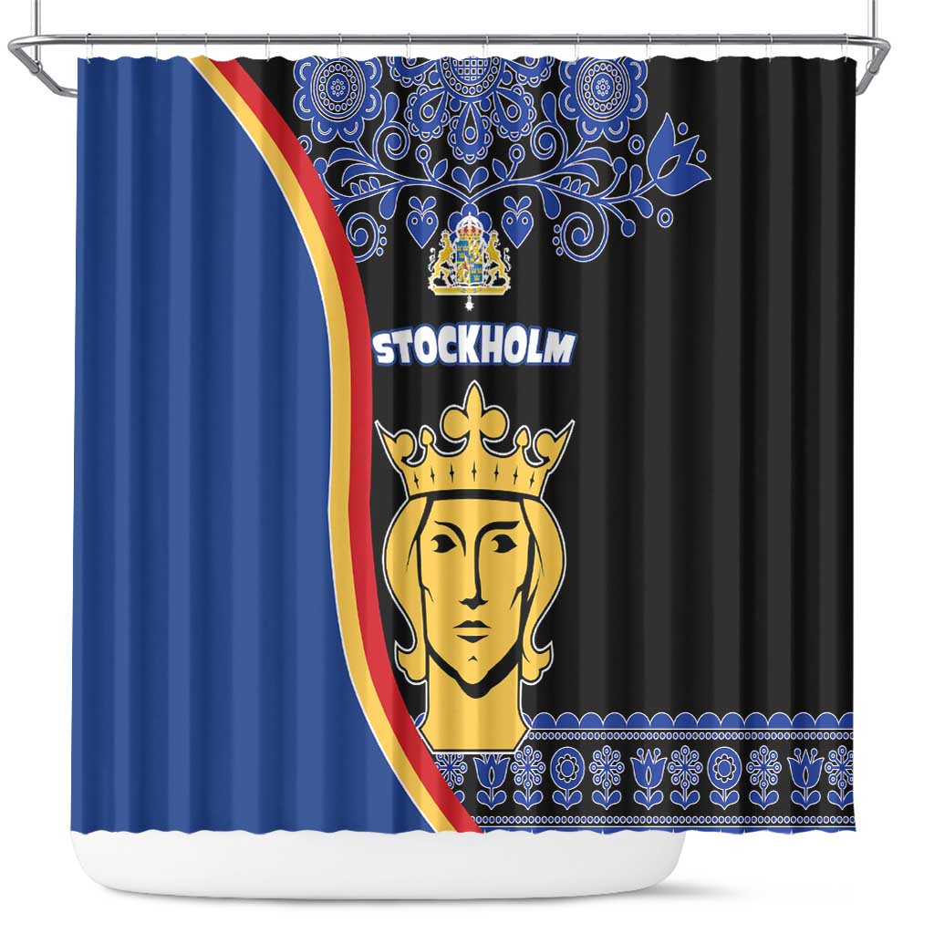 Kingdom of Sweden Stockholm County Shower Curtain Sweden Coat of arms of Stockholm