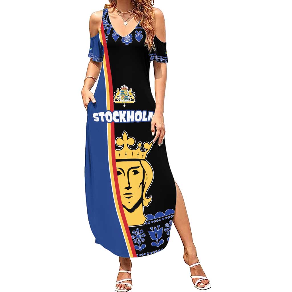 Kingdom of Sweden Stockholm County Summer Maxi Dress Sweden Coat of arms of Stockholm