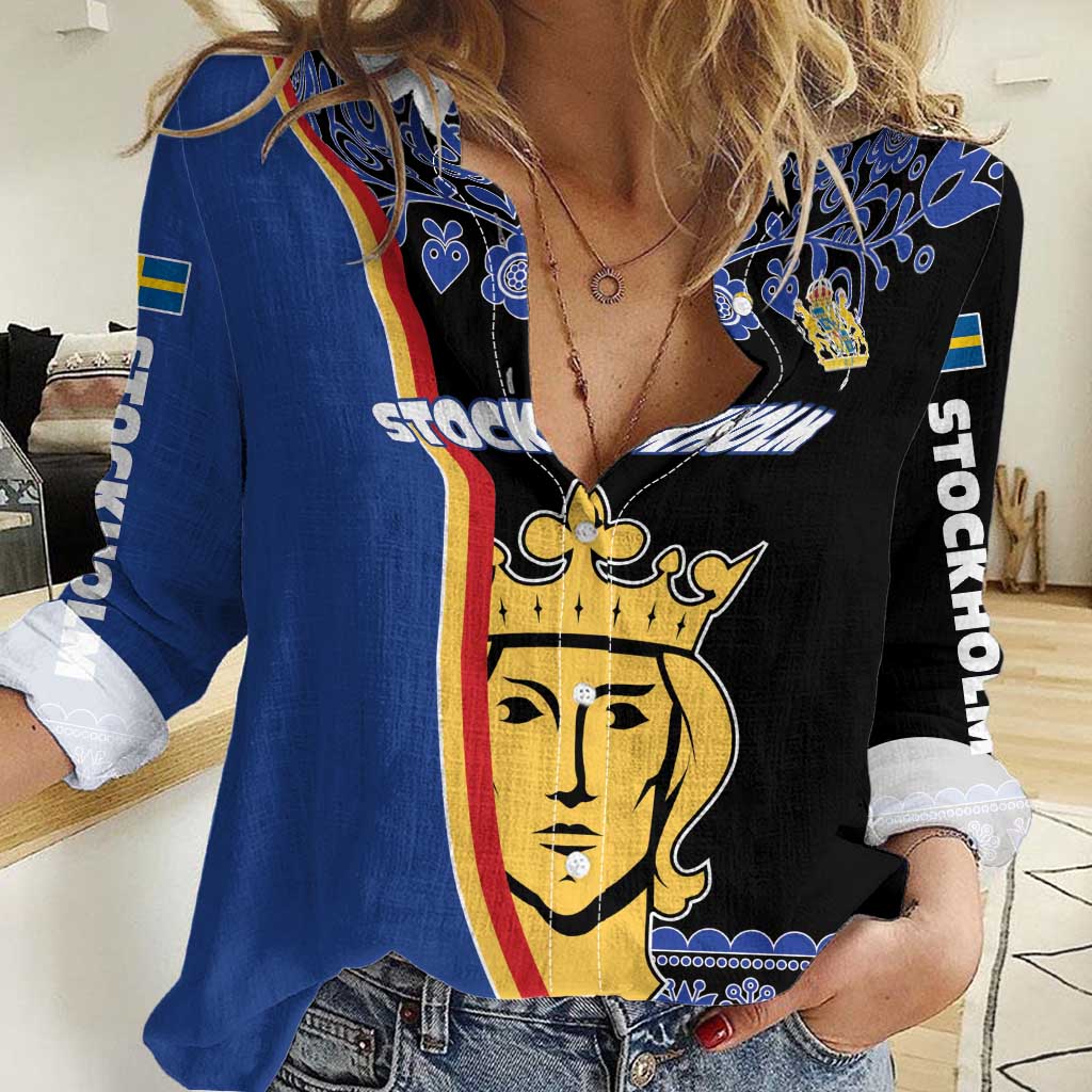 Kingdom of Sweden Stockholm County Women Casual Shirt Sweden Coat of arms of Stockholm