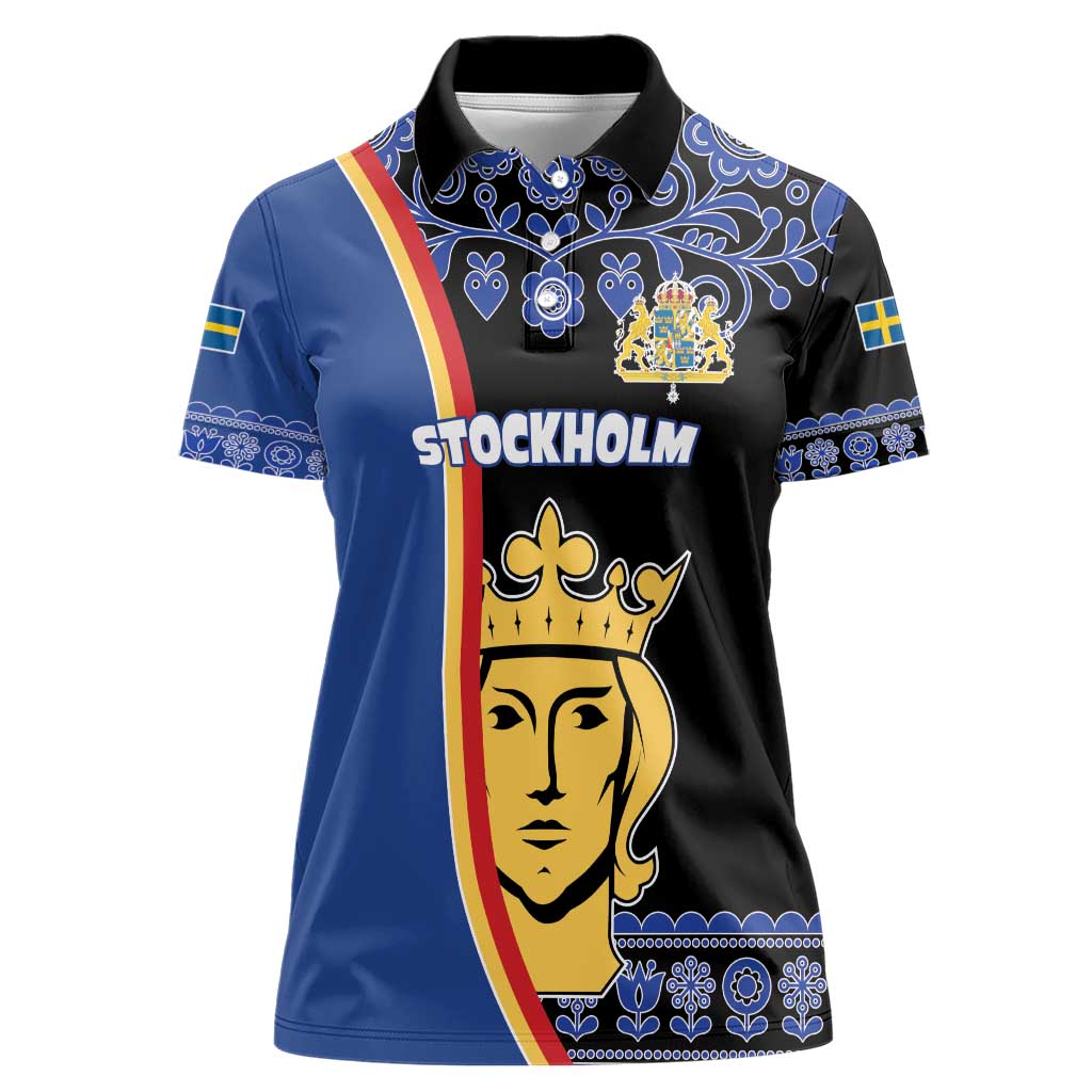 Kingdom of Sweden Stockholm County Women Polo Shirt Sweden Coat of arms of Stockholm