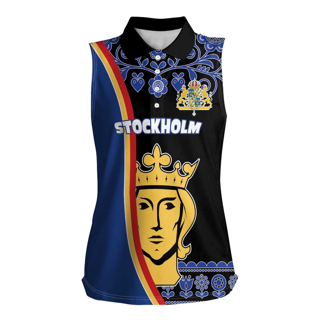 Kingdom of Sweden Stockholm County Women Sleeveless Polo Shirt Sweden Coat of arms of Stockholm