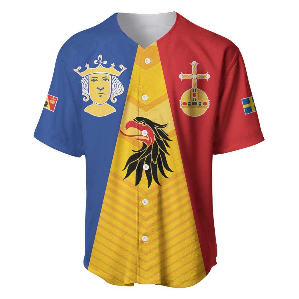 Kingdom of Sweden Stockholm County Baseball Jersey Flag Style