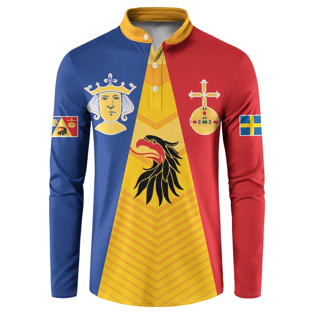 Kingdom of Sweden Stockholm County Button Sweatshirt Flag Style