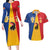 Kingdom of Sweden Stockholm County Couples Matching Long Sleeve Bodycon Dress and Hawaiian Shirt Flag Style