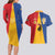 Kingdom of Sweden Stockholm County Couples Matching Long Sleeve Bodycon Dress and Hawaiian Shirt Flag Style