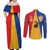 Kingdom of Sweden Stockholm County Couples Matching Off Shoulder Maxi Dress and Long Sleeve Button Shirt Flag Style