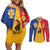 Kingdom of Sweden Stockholm County Couples Matching Off Shoulder Short Dress and Long Sleeve Button Shirt Flag Style