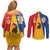 Kingdom of Sweden Stockholm County Couples Matching Off Shoulder Short Dress and Long Sleeve Button Shirt Flag Style