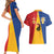 Kingdom of Sweden Stockholm County Couples Matching Short Sleeve Bodycon Dress and Hawaiian Shirt Flag Style