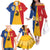 Kingdom of Sweden Stockholm County Family Matching Off The Shoulder Long Sleeve Dress and Hawaiian Shirt Flag Style