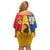 Kingdom of Sweden Stockholm County Family Matching Off Shoulder Short Dress and Hawaiian Shirt Flag Style