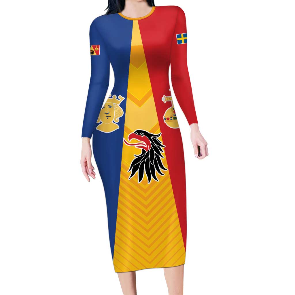 Kingdom of Sweden Stockholm County Long Sleeve Bodycon Dress Flag Style