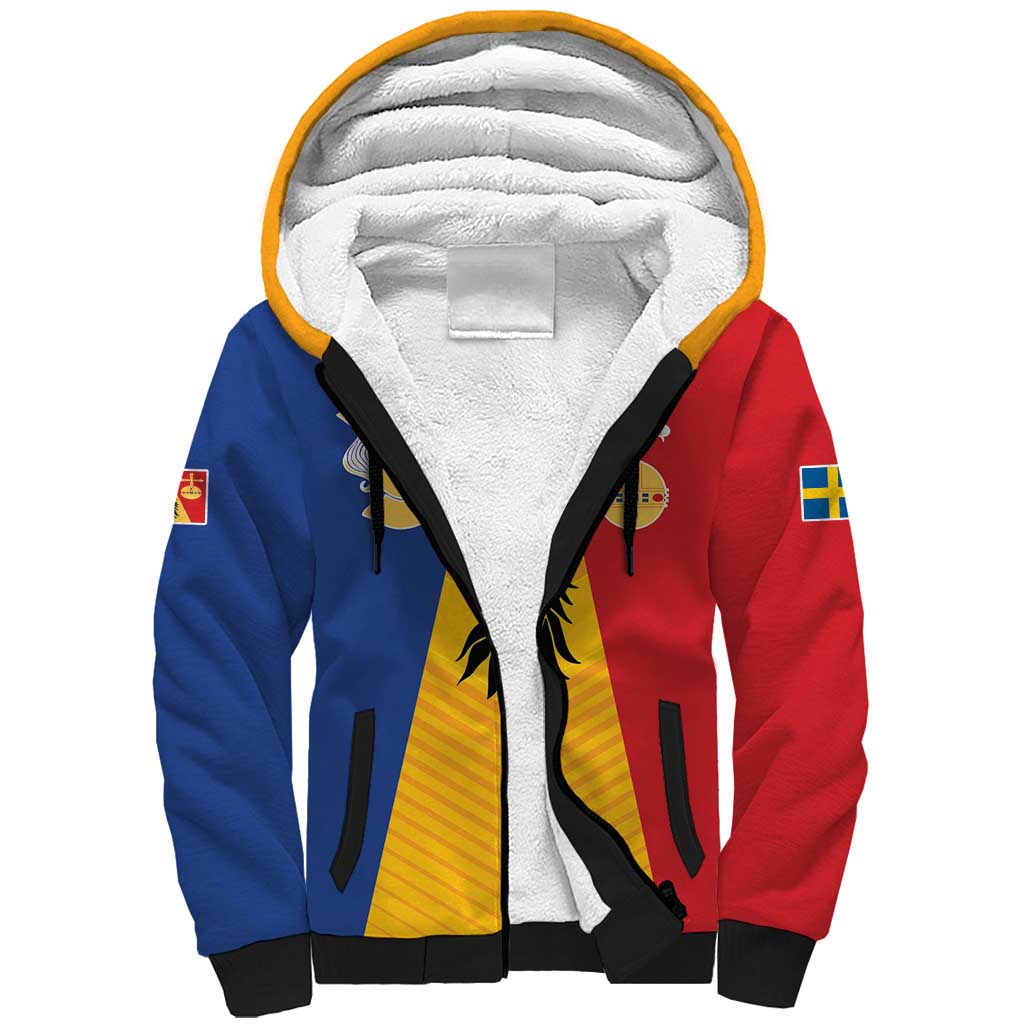 Kingdom of Sweden Stockholm County Sherpa Hoodie Flag Style