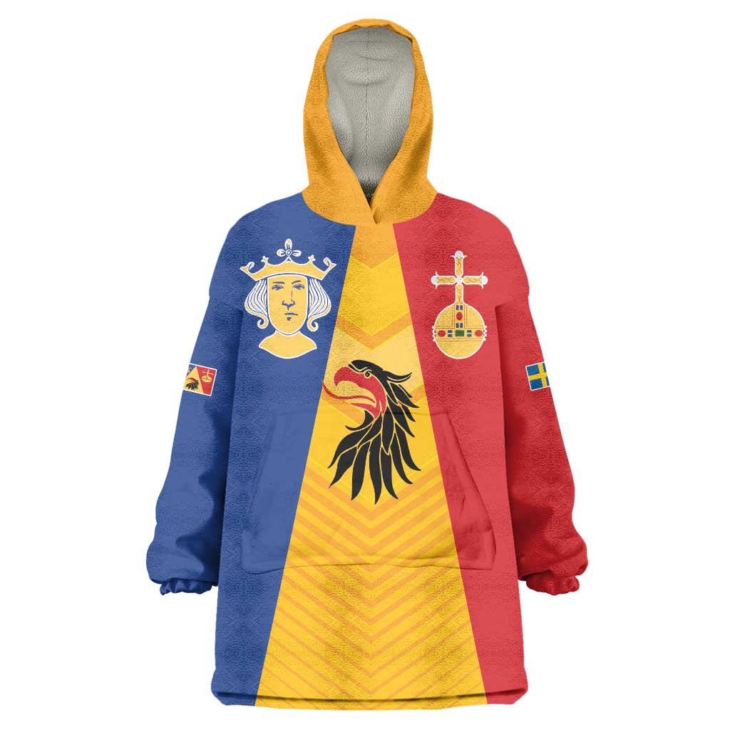 Kingdom of Sweden Stockholm County Wearable Blanket Hoodie Flag Style