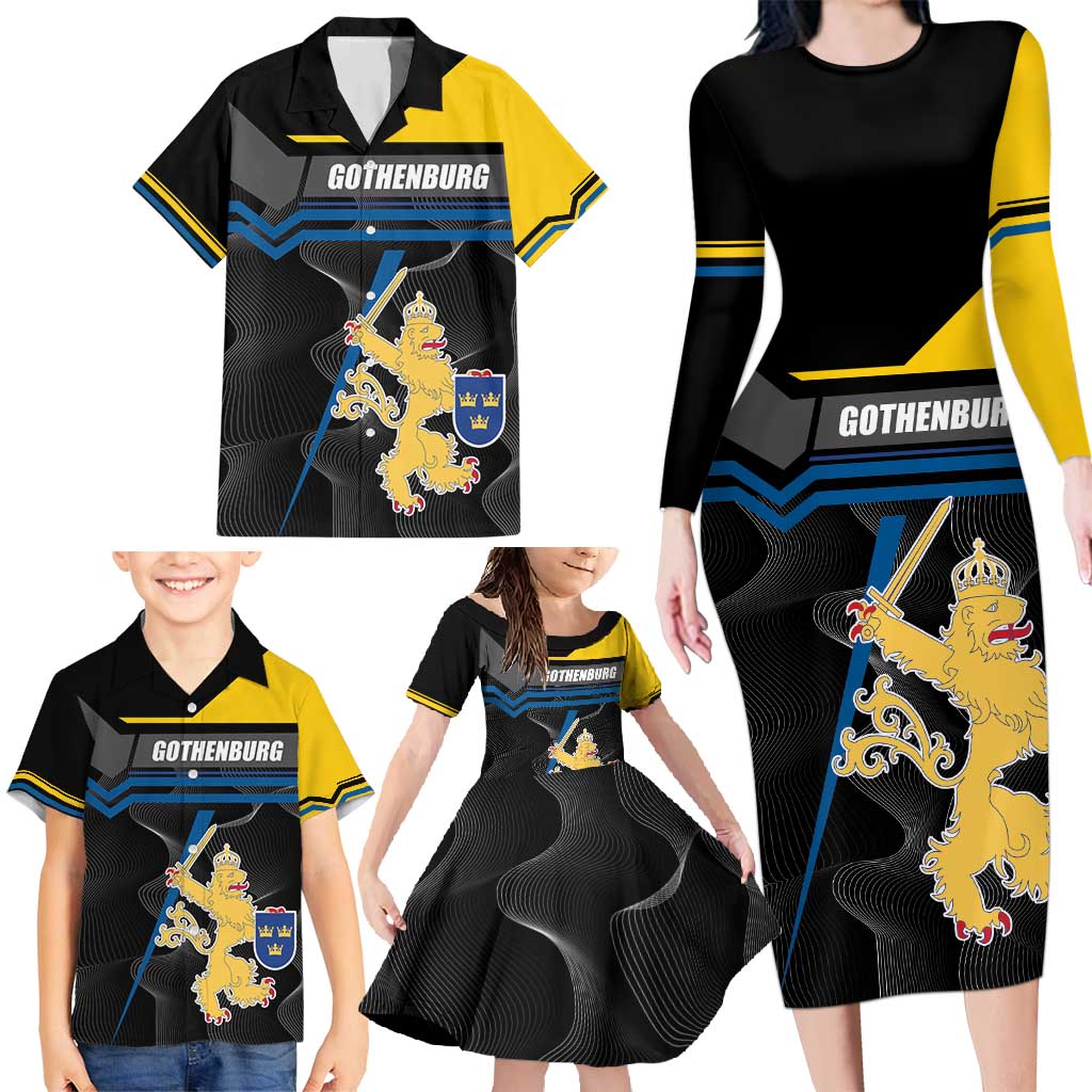 Personalized Kingdom of Sweden Gothenburg Family Matching Long Sleeve Bodycon Dress and Hawaiian Shirt Sweden Vastra Gotaland County