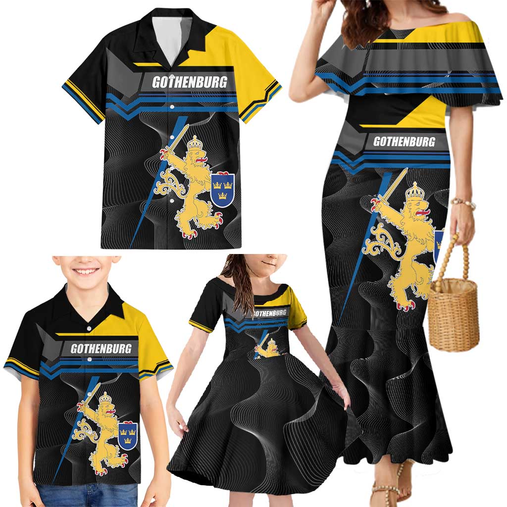 Personalized Kingdom of Sweden Gothenburg Family Matching Mermaid Dress and Hawaiian Shirt Sweden Vastra Gotaland County