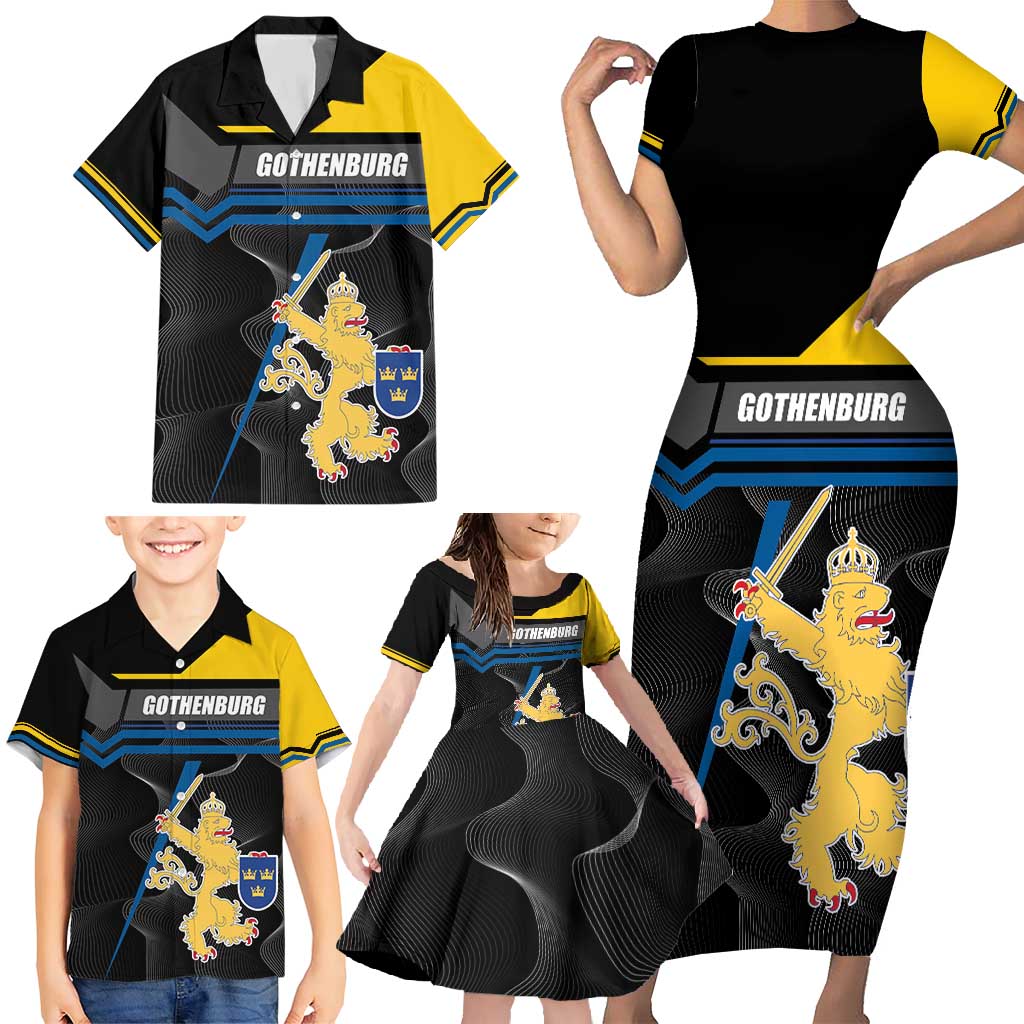 Personalized Kingdom of Sweden Gothenburg Family Matching Short Sleeve Bodycon Dress and Hawaiian Shirt Sweden Vastra Gotaland County