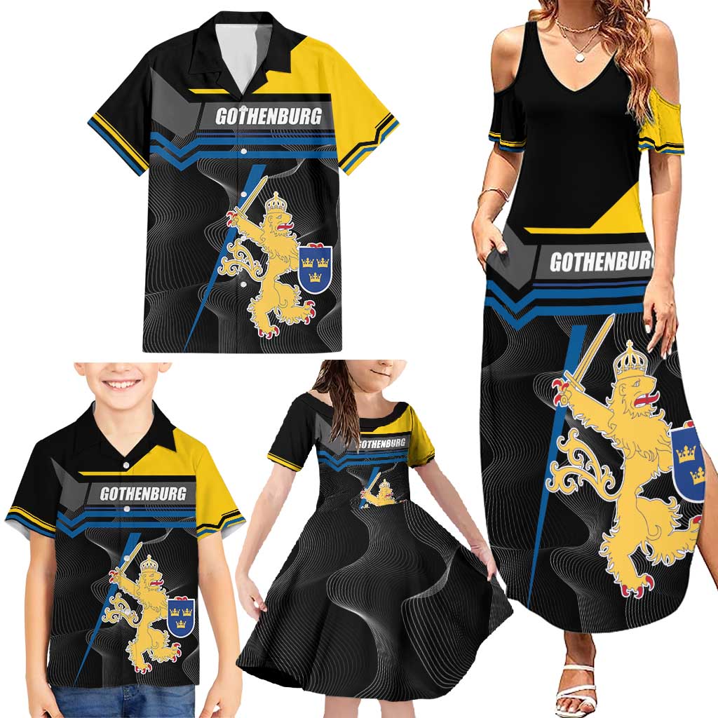 Personalized Kingdom of Sweden Gothenburg Family Matching Summer Maxi Dress and Hawaiian Shirt Sweden Vastra Gotaland County